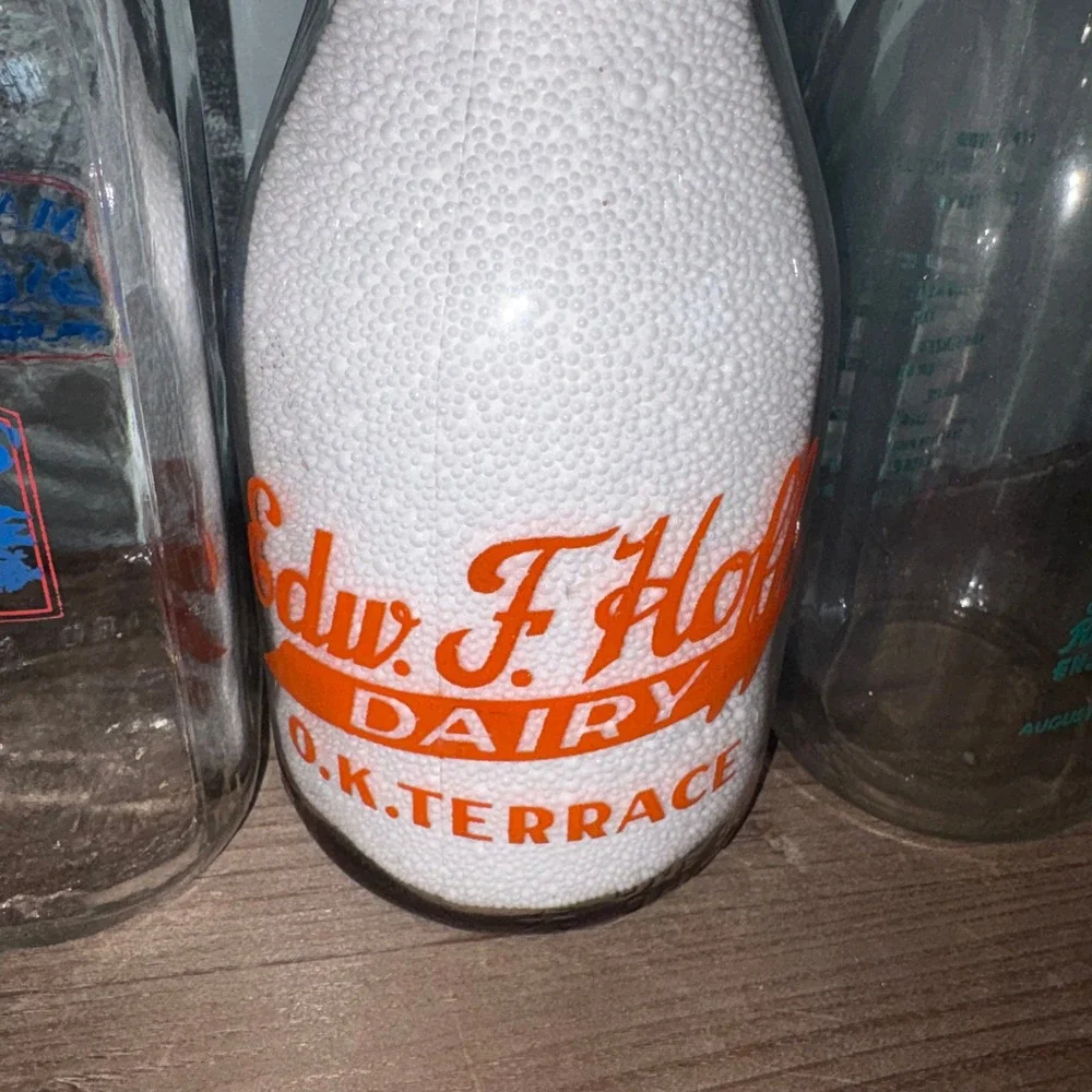 Vintage Pyroglaze Milk Bottle Set Multicolor Mathis Hoff Haskell